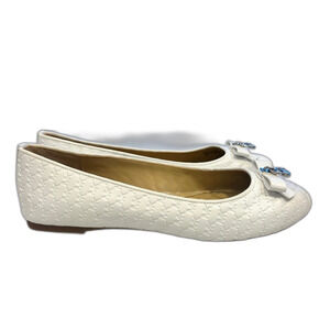 MICHAEL Kors Ballet Flats Shoes White Quilted Womens Size 10 40 Logo Designer